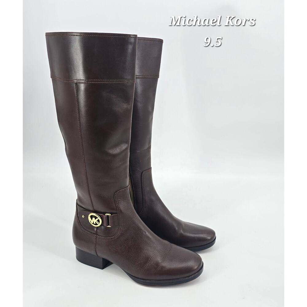 Michael Kors‎ Harland Leather Riding Boots – Dark Brown – Women’s 9.5M